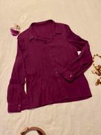 Plum Plissé Textured Button-Down Blouse (M/L), Ophalen of Verzenden, Zo goed als nieuw, Maat 38/40 (M), Paars