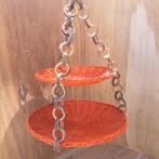Vintage design dubbelschaal rotan hanger H80D46d35, Overige materialen, Gebruikt, Schaal, Rond
