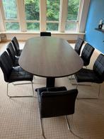 Grote ovale vergadertafel met 8 stoelen, Huis en Inrichting, Tafels | Eettafels, Kunststof, Gebruikt, 100 tot 150 cm, 200 cm of meer