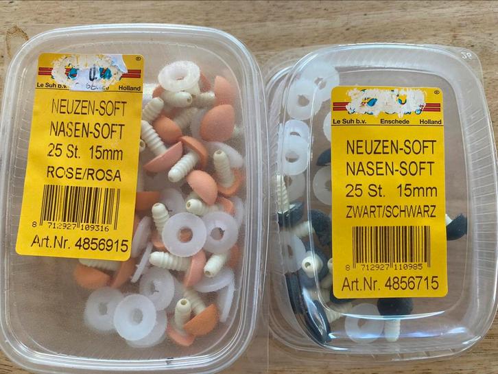 Veiligheids soft neuzen zwart of roze mt 12 mm+15 mm -pr/10, Hobby en Vrije tijd, Breien en Haken, Nieuw, Breien of Haken, Overige typen