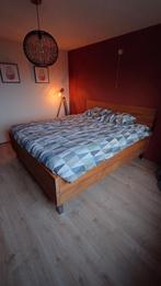 Eiken bed 180x210 met Swiss Sense Gazella comfort 3 matras, Ophalen, Zo goed als nieuw, Tweepersoons, Modern