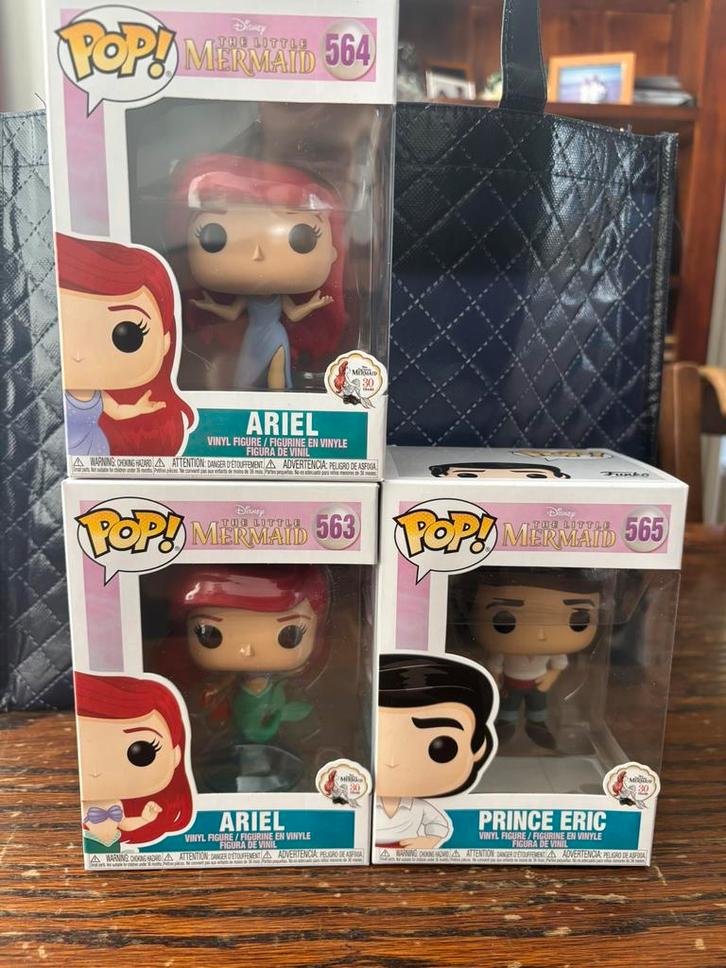 Disney funko pop Ariel (2 versies), prins Eric en Jutter, Verzamelen, Poppetjes en Figuurtjes, Zo goed als nieuw, Ophalen of Verzenden