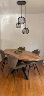 Ovalen Mangohouten Eettafel - 230cm, Huis en Inrichting, Complete eetkamers, Ophalen, Zo goed als nieuw, 4 tot 6 stoelen