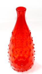 Prachtige Oranje Glazen Kegel Noppen Vaas, Antiek en Kunst, Antiek | Glas en Kristal, Verzenden