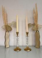 Mooie messing kandelaren set, Huis en Inrichting, Woonaccessoires | Kandelaars en Kaarsen, Gebruikt, Wit, Ophalen of Verzenden