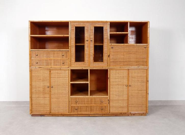 Kast uit bamboe and rottan  - wall unit, Huis en Inrichting, Kasten | Wandmeubels, Gebruikt, 150 tot 200 cm, 200 tot 250 cm, 25 tot 50 cm