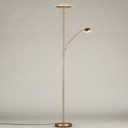 led vloerlamp 180cm dimbaar messing goud bank uplighter lamp, Huis en Inrichting, Lampen | Vloerlampen, Nieuw, 150 tot 200 cm
