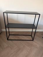 Zwarte Sidetable met 2 schappen, Huis en Inrichting, Tafels | Sidetables, Gebruikt, 50 tot 100 cm, Ophalen of Verzenden, Metaal