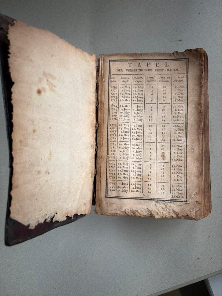 Tafel der Verspringende Feest-Dagen, antiek, boek, bijbel, Antiek en Kunst, Antiek | Boeken en Bijbels, Verzenden