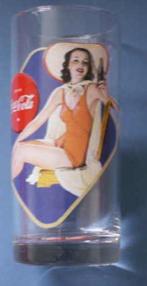 Coca Cola glas dame in ruit met flesje Coca-Cola tentoonstel, Nieuw, Frisdrankglas, Ophalen of Verzenden