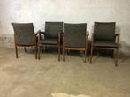 Vintage teakhouten eetkamerstoelen, Ophalen, Hout, Zwart, Vintage