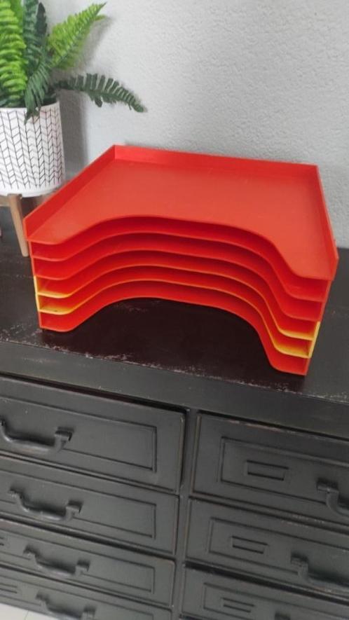 Vintage platenrek oranje 6-delig Somin, Huis en Inrichting, Woonaccessoires | Overige, Gebruikt, Ophalen of Verzenden