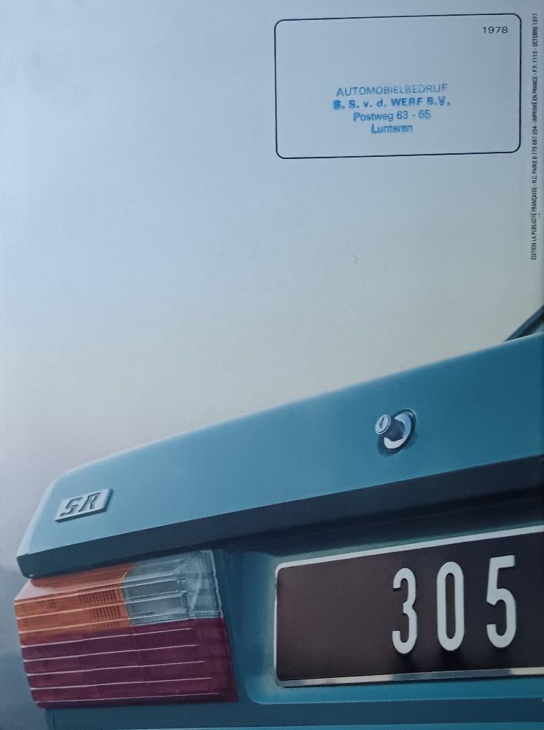 Peugeot 305 Sedan brochure, 1978, Verzenden, Zo goed als nieuw, Peugeot