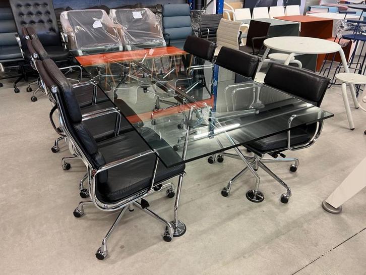 Tecno Norman Foster tafel 220x100 CM transparant, 3x, Huis en Inrichting, Bureaus, Gebruikt, Bureau, Verzenden