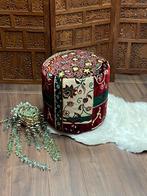 LEEGVERKOOP - Poef / voetenbank / 40x40x45cm, Minder dan 50 cm, ., Kelim Poefje - Oosterse poef - Ibiza - bohemian - boho, Rond
