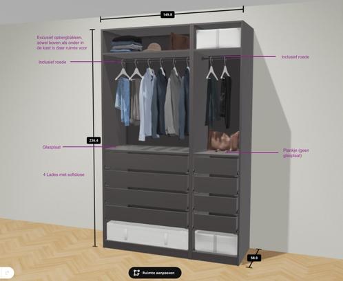 Ikea pax kledingkast gedemonteerd, Huis en Inrichting, Kasten | Kledingkasten, Zo goed als nieuw, 200 cm of meer, 50 tot 75 cm