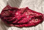 vintage zijden India sjaal in donkerrood/ecru/lavendel, Kleding | Dames, Ophalen, Gedragen, Sjaal