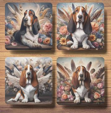 Basset Hound Barok stijl onderzetters met houder beschikbaar voor biedingen