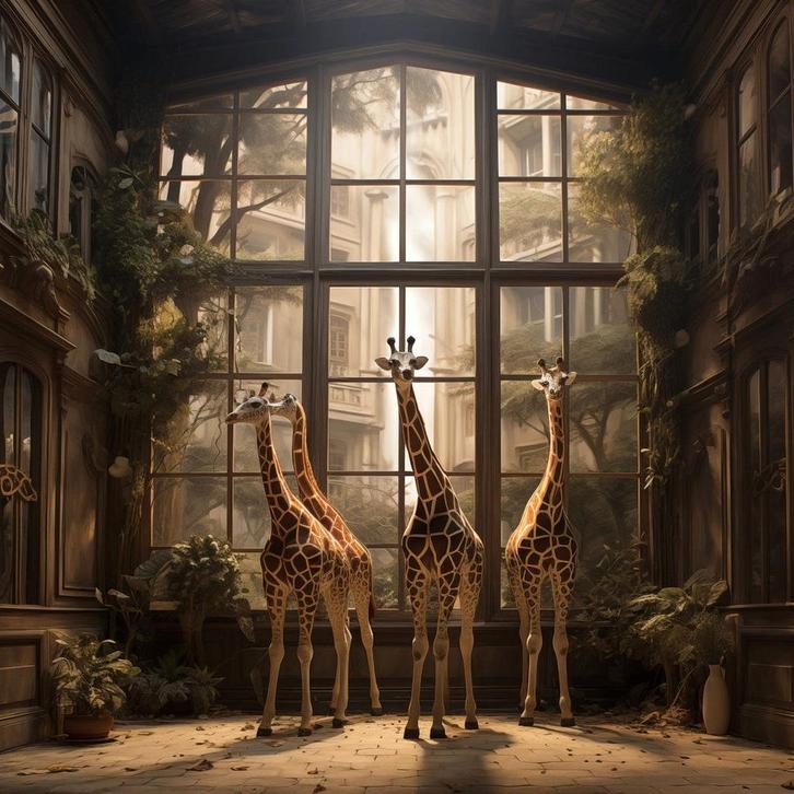 Giraffen Glasschilderij 80x80 - Nieuw!, Huis en Inrichting, Woonaccessoires | Wanddecoraties, Nieuw, Ophalen