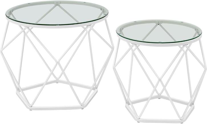 VASAGLE Ronde salontafel, set van 2, bijzettafel LGT040W01, Huis en Inrichting, Tafels | Bijzettafels, Nieuw, Overige vormen, Minder dan 45 cm