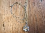 Zilveren ketting met hanger edelweiss filigrain, Met hanger, Ophalen of Verzenden, Zo goed als nieuw, Nvt