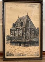 Ets, prent van de Oude Waag, Nieuwestad, Leeuwarden. 34 x 23, Antiek en Kunst, Kunst | Etsen en Gravures, Ophalen