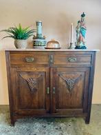 Vintage houten commode met roze marmeren blad, Huis en Inrichting, Ophalen, Gebruikt