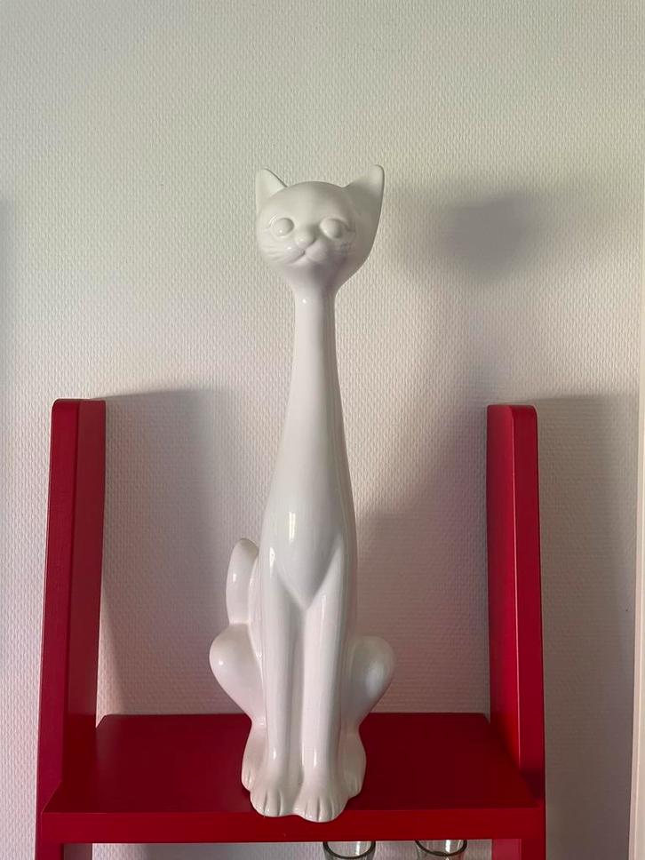 Vintage Porseleinen Kat - Decoratief Beeld, Antiek en Kunst, Antiek | Keramiek en Aardewerk, Ophalen