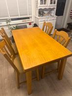 Houten Eettafel met Stoelen, Gebruikt, 100 tot 150 cm, Eikenhout, Ophalen of Verzenden