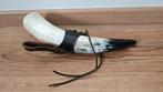 Drinkhoorn met leren houder, Ophalen of Verzenden