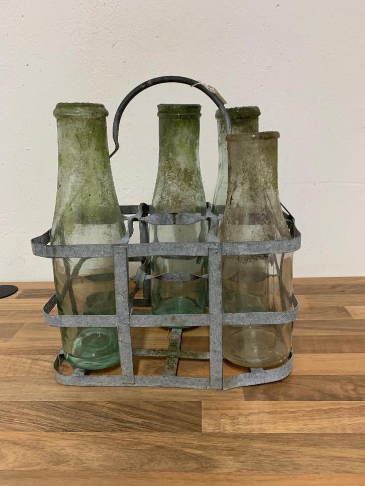 Franse flessenmand met 4 flessen, Verzamelen, Retro, Huis en Inrichting, Ophalen