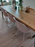 Drie oud roze eettafelstoelen, kuipstoel, eetkamerstoel, Huis en Inrichting, Stoffering | Vloerbedekking, Ophalen, Gebruikt, Minder dan 10 m²