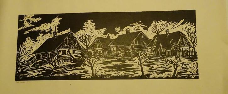 Grote houtsnede, Antiek en Kunst, Kunst | Schilderijen | Klassiek, Ophalen of Verzenden