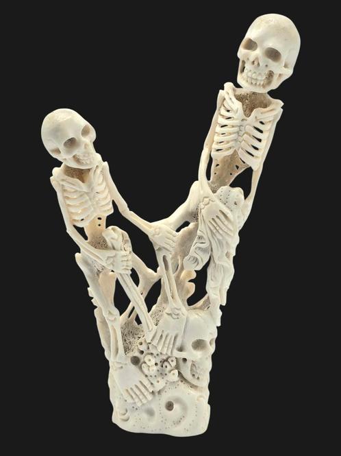 Skelet & Skull  Snijwerk uit Hert Hoorn, Antiek en Kunst, Antiek | Overige Antiek, Verzenden