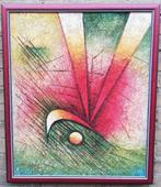 Benyamin Long. Olie/coconut fiber. 55/65 cm., Antiek en Kunst, Kunst | Schilderijen | Abstract, Ophalen