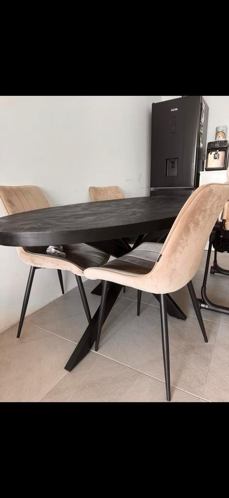 Ovale Eettafel  Mango Hout Zwart, Huis en Inrichting, Tafels | Eettafels, Zo goed als nieuw, 50 tot 100 cm, 150 tot 200 cm, Vijf personen of meer