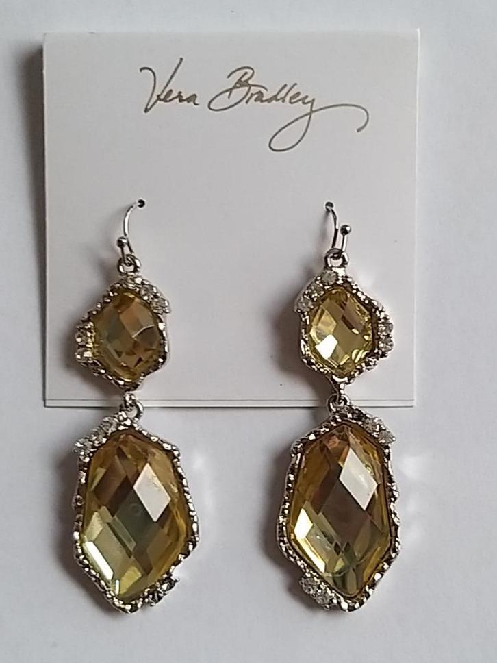 Vera Bradley zilverkleurige strass hang oorbellen, Sieraden, Tassen en Uiterlijk, Oorbellen, Nieuw, Hangers, Overige materialen