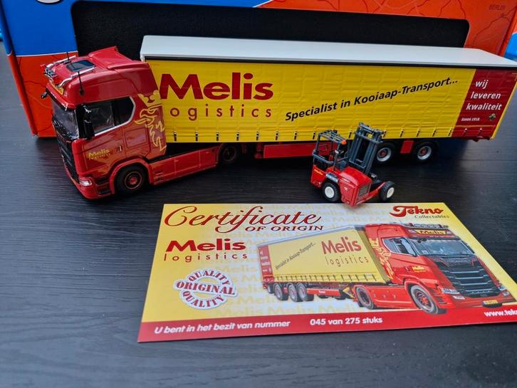 Tekno Scania S650 Showtruck, tautliner, kooiaap Melis, Hobby en Vrije tijd, Modelauto's | 1:50, Nieuw, Bus of Vrachtwagen, Tekno