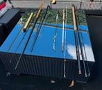 Complete visuitrusting met hengels, molens, foedralen, stoel, Watersport en Boten, Ophalen, Zo goed als nieuw