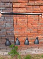 Industriële zwarte hanglamp met 4 lichtpunten Ehv, geldrop, Ophalen, Zo goed als nieuw, 75 cm of meer