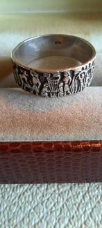 Antieke  ring zilver met Egyptische hiërogliefen., Ophalen of Verzenden, Zilver, Ring