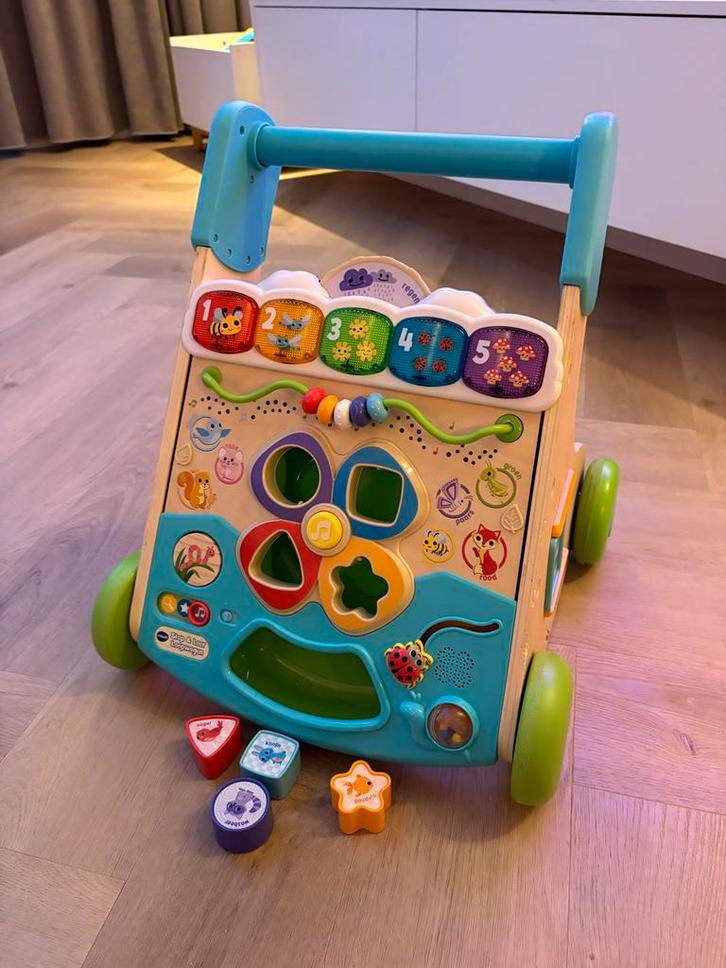 VTech Loopwagen Hout - Leerzaam en Leuk!, Kinderen en Baby's, Speelgoed | Babyspeelgoed, Zo goed als nieuw, Overige typen, Met licht