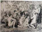 Nimfen en Satyrs, ets van Willem Linnig II, 1888, Ophalen of Verzenden