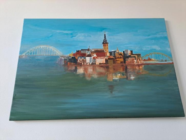 Schilderij Nijmegen op doek, Antiek en Kunst, Kunst | Schilderijen | Klassiek, Ophalen