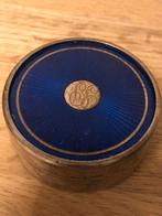 Antiek 800 zilver Guilloche Kobalt Blauw Doosje, Antiek en Kunst, Ophalen of Verzenden, Zilver