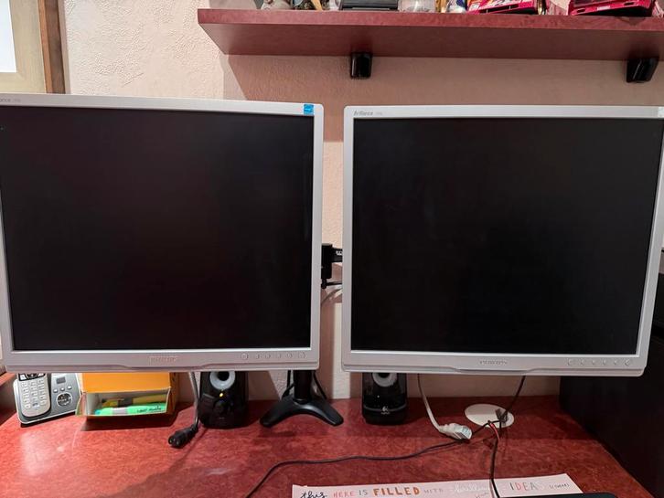 2 Philips Monitoren + Dubbele Monitorarm, Computers en Software, Monitoren, Gebruikt, 60 Hz of minder, HDMI, Gaming, In hoogte verstelbaar