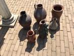 Set van 6 oude potten, Tuin en Terras, Bloempotten, Ophalen, Rond, Aardewerk, Minder dan 25 cm