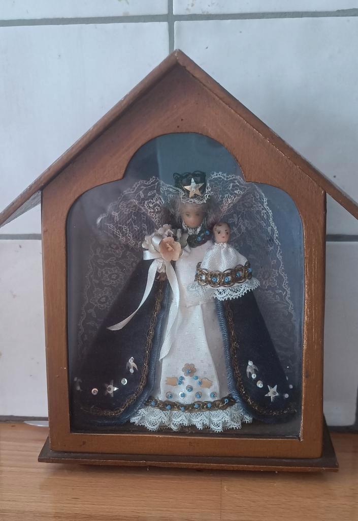 Mariakapelletje met Maria en kind, Antiek en Kunst, Antiek | Religie, Ophalen of Verzenden