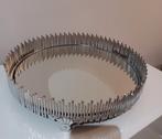 Zilveren ronde metalen spiegel decoratieve serveerschaal met, Ophalen of Verzenden, Zo goed als nieuw, Rond, Overige materialen