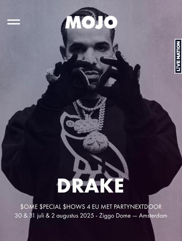 2 kaartjes Drake & PartyNextDoor concert donderdag 31 juli beschikbaar voor biedingen